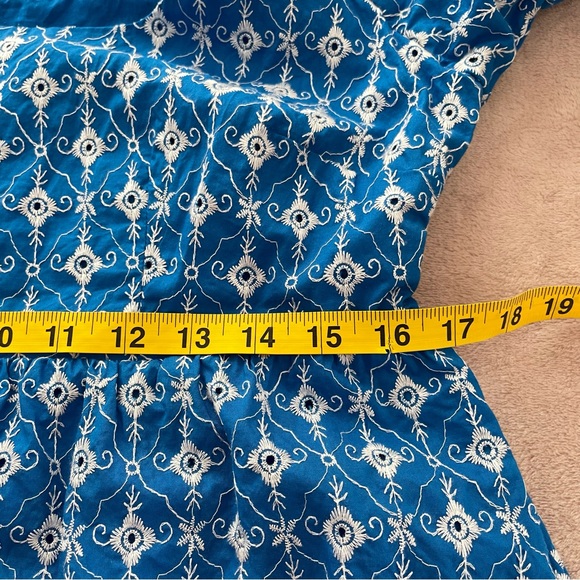 Rhode embroidered eyelet mini dress blue and white pockets size M - Picture 14 of 16